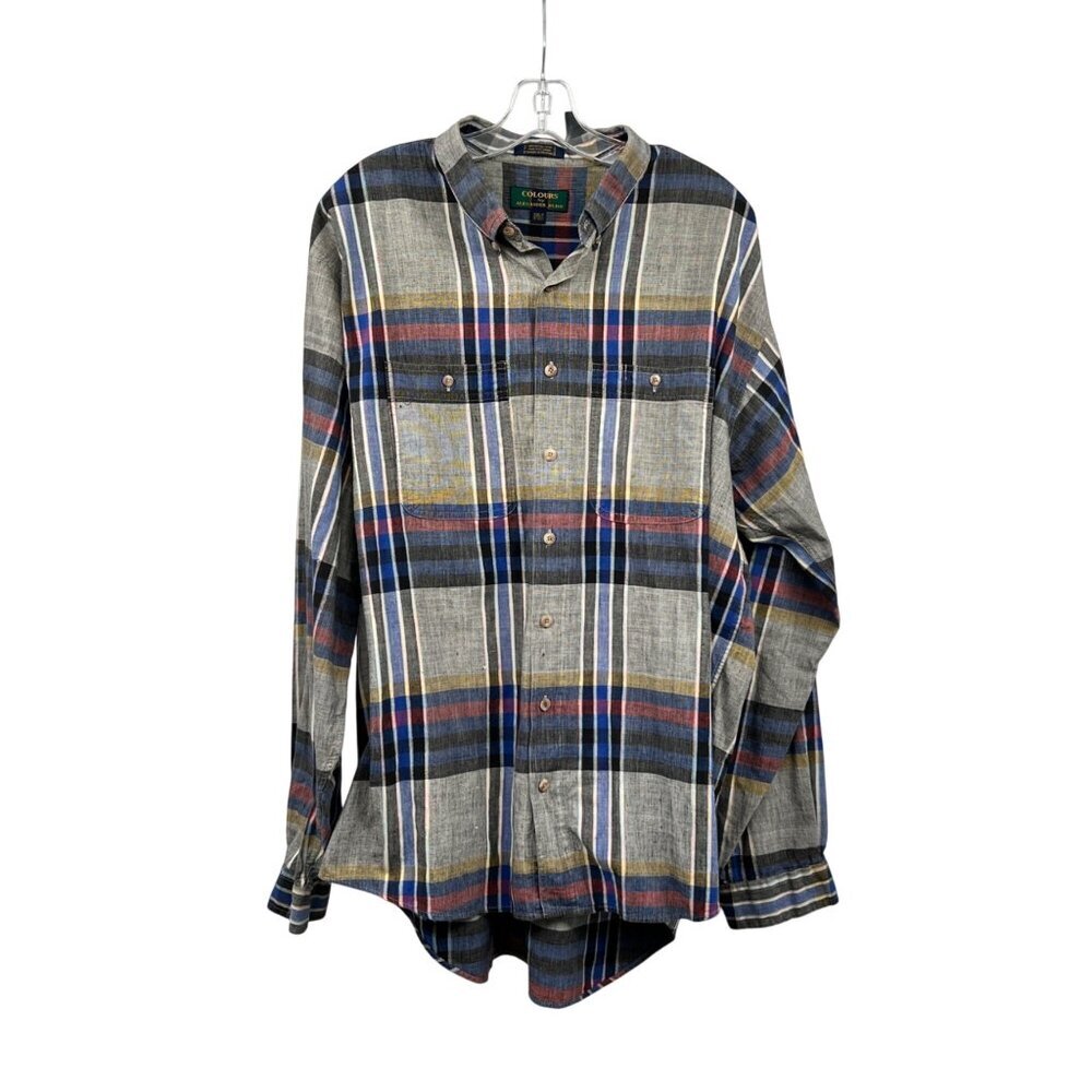 Colours by Alexander Julian Mens Plaid Button Up Shirt Colorful Size 2XLT
